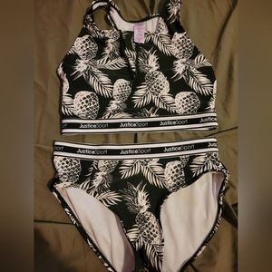 Palm leave bathing suit, black and qhite